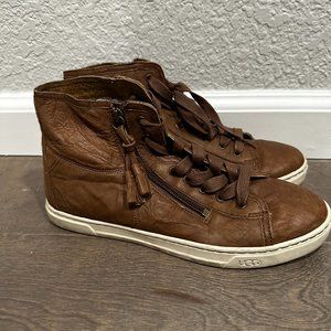 UGG Blaney High Top Sneaker Womens 9 Cognac Brown
